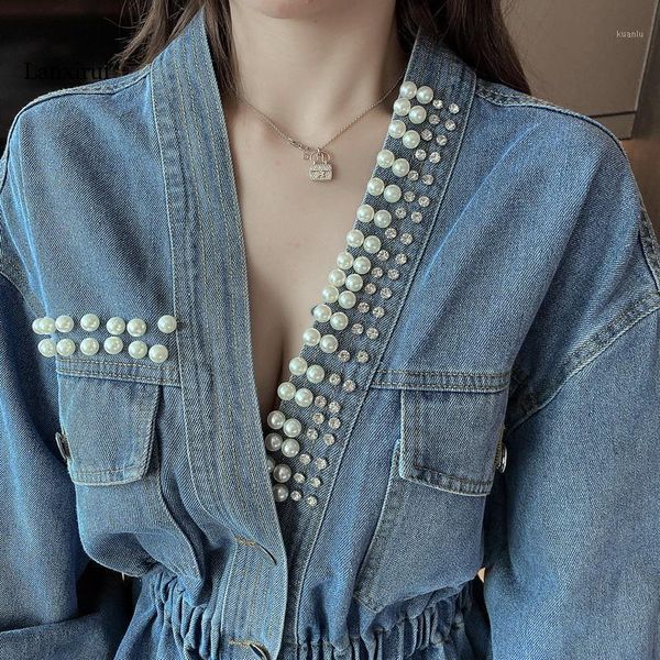 women's jackets spring women v-neck elastic waist denim jacket femlae short long-sleeve fashion beaded pearl coats, Black;brown
women's jackets spring women v-neck elastic waist denim jacket femlae short long-sleeve fashion beaded pearl coats, Black;brown