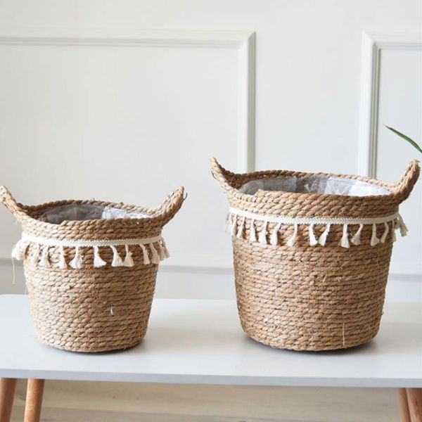storage baskets nordic hand-woven flower basket natural rattan woven seagrass vase garden balcony pot holder with handle
storage baskets nordic hand-woven flower basket natural rattan woven seagrass vase garden balcony pot holder with handle