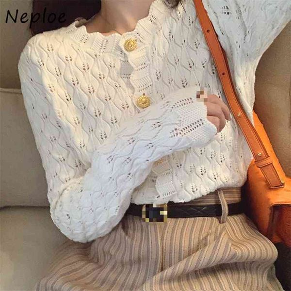 v-neck hollow knitted cardigan women autumn chic button sweater solid color single-breasted all-match femme jacket 210422, White;black
v-neck hollow knitted cardigan women autumn chic button sweater solid color single-breasted all-match femme jacket 210422, White;black