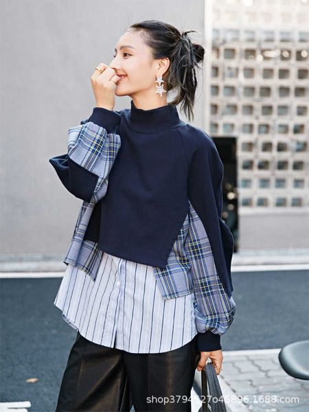 fashion fleece hoodies autumn 2021 ol temperament korean women's pullover round neck patchwork coat innocent fake two piece sweater 807, Black
fashion fleece hoodies autumn 2021 ol temperament korean women's pullover round neck patchwork coat innocent fake two piece sweater 807, Black