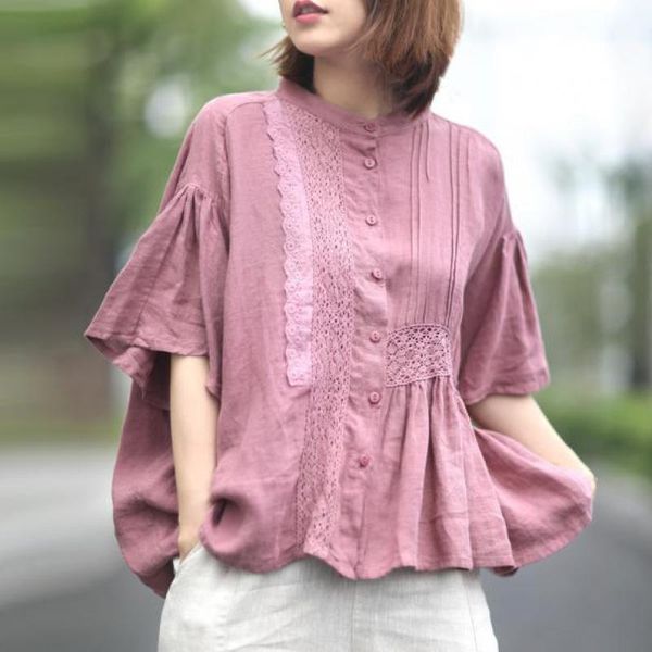 johnature summer cotton linen retro patchwork o-neck short sleeve lace up shirts loose comfortable all-match women 210521, White
johnature summer cotton linen retro patchwork o-neck short sleeve lace up shirts loose comfortable all-match women 210521, White