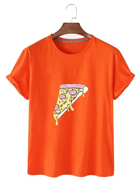 lady's pizza pattern printing women's oversized round neck short sleeve pure cotton t-shirt tees, White
lady's pizza pattern printing women's oversized round neck short sleeve pure cotton t-shirt tees, White