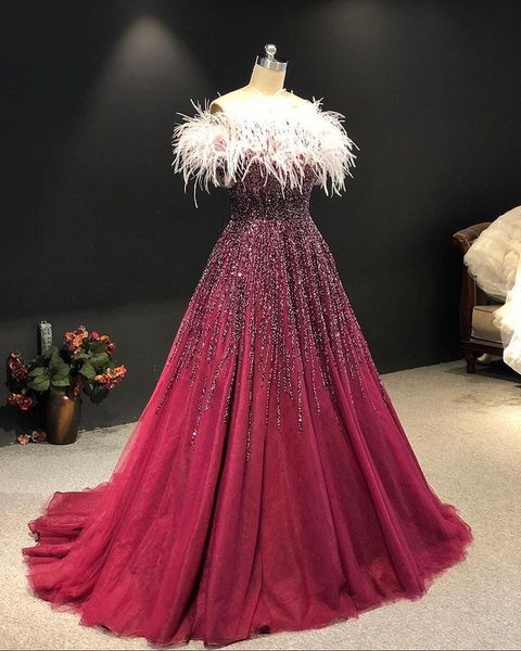 2021 plus size arabic aso ebi burgundy luxurious prom dresses beaded feather a-line evening formal party second reception gowns dress zj554, Black
2021 plus size arabic aso ebi burgundy luxurious prom dresses beaded feather a-line evening formal party second reception gowns dress zj554, Black