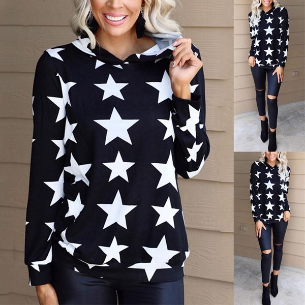 european and american women's clothing autumn and winter 2021 new five pointed star printing hooded long sleeve loose sweater, White
european and american women's clothing autumn and winter 2021 new five pointed star printing hooded long sleeve loose sweater, White