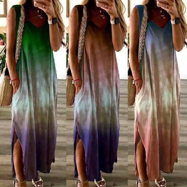 casual dresses women maxi dress boho v neck sleeveless gradient color pockets slitting hem long plus size 3xl party vestidos, Black;gray
casual dresses women maxi dress boho v neck sleeveless gradient color pockets slitting hem long plus size 3xl party vestidos, Black;gray