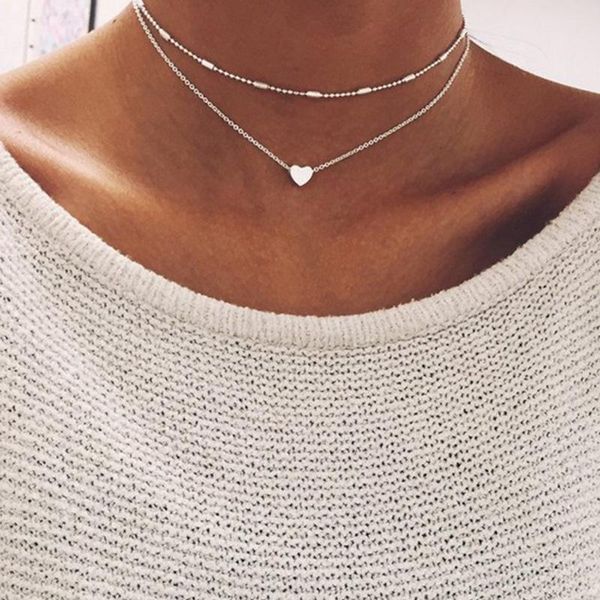 chokers simple double layer heart star moon choker necklace pendant women fashion gold silver color exquisite chain necklaces jewelry, Golden;silver
chokers simple double layer heart star moon choker necklace pendant women fashion gold silver color exquisite chain necklaces jewelry, Golden;silver