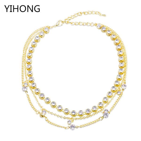 rhinestone layered chain necklace multilayer choker for fashion women bijoux feme pendant necklaces, Silver
rhinestone layered chain necklace multilayer choker for fashion women bijoux feme pendant necklaces, Silver