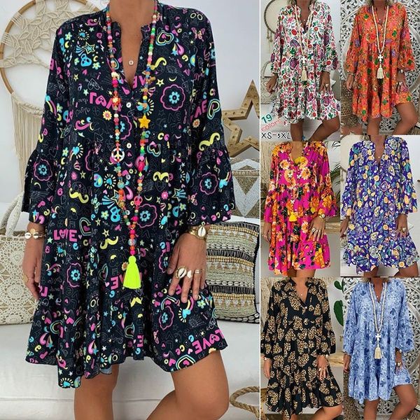 fashion plus size summer women's loose dress stand collar long sleeve floral print casual dress, Black
fashion plus size summer women's loose dress stand collar long sleeve floral print casual dress, Black