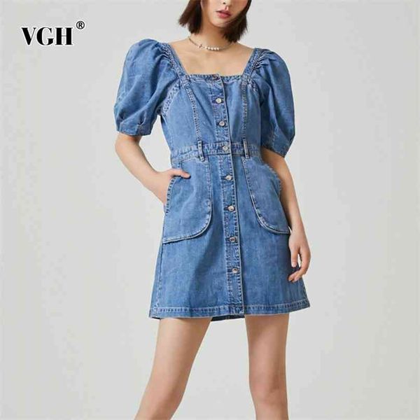minimalist solid denim dress for women square collar puff short sleeve high waist patchwork pockets mini dresses female 210531, Black;gray
minimalist solid denim dress for women square collar puff short sleeve high waist patchwork pockets mini dresses female 210531, Black;gray