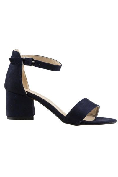 sandals women's navy blue suede heel shoes bsm 62-5 5 cm, Black