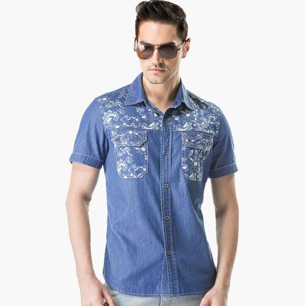 men jeans shirt 2021 summer casual fashion printed denim turn-down collar cotton short sleeves shirts men's, White;black
men jeans shirt 2021 summer casual fashion printed denim turn-down collar cotton short sleeves shirts men's, White;black