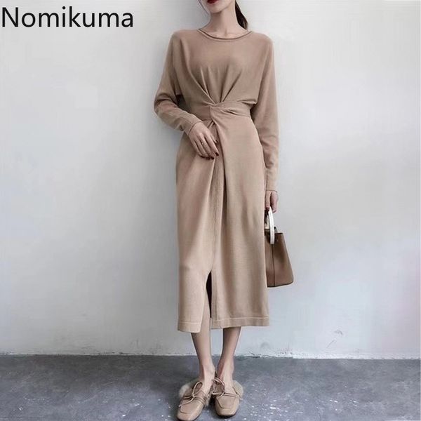 nomikuma slim waist dress women vintage o neck long sleeve mid calf knitted vestido femme solid color split casual dresses 3d626 210514, Black;gray
nomikuma slim waist dress women vintage o neck long sleeve mid calf knitted vestido femme solid color split casual dresses 3d626 210514, Black;gray