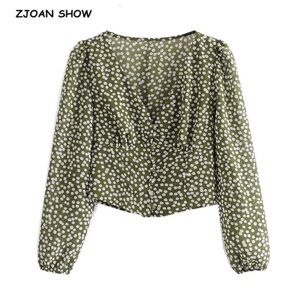 women's blouses & shirts 2021 vintage france style green polka dot print shirt women center buttons v neck slim fit blouse cr, White
women's blouses & shirts 2021 vintage france style green polka dot print shirt women center buttons v neck slim fit blouse cr, White