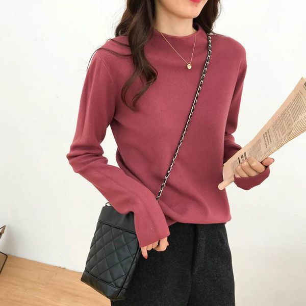 women's sweaters half turtleneck long sleeve solid knitted sweater women loose elastic pullover elegant modis basic, White;black
women's sweaters half turtleneck long sleeve solid knitted sweater women loose elastic pullover elegant modis basic, White;black