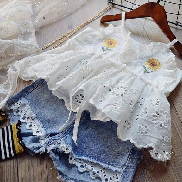 girls princess clothes set baby kids children summer straped spaghetti lace blouse+washed jeans shorts 2pcs outfits clothing sets, White
girls princess clothes set baby kids children summer straped spaghetti lace blouse+washed jeans shorts 2pcs outfits clothing sets, White