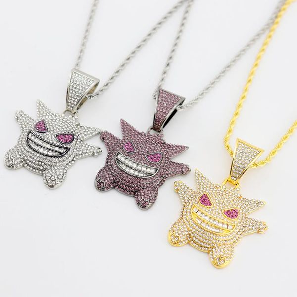 pendant necklaces pet elf ghost zircon necklace man's hip hop crystal jewelry chain for women party gifts, Silver
pendant necklaces pet elf ghost zircon necklace man's hip hop crystal jewelry chain for women party gifts, Silver