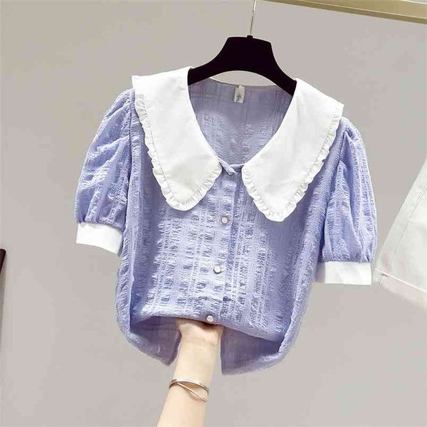 korean style women's peter pan collar short sleeves patchwork shirt students girls ladies casual shirts 210428, White
korean style women's peter pan collar short sleeves patchwork shirt students girls ladies casual shirts 210428, White