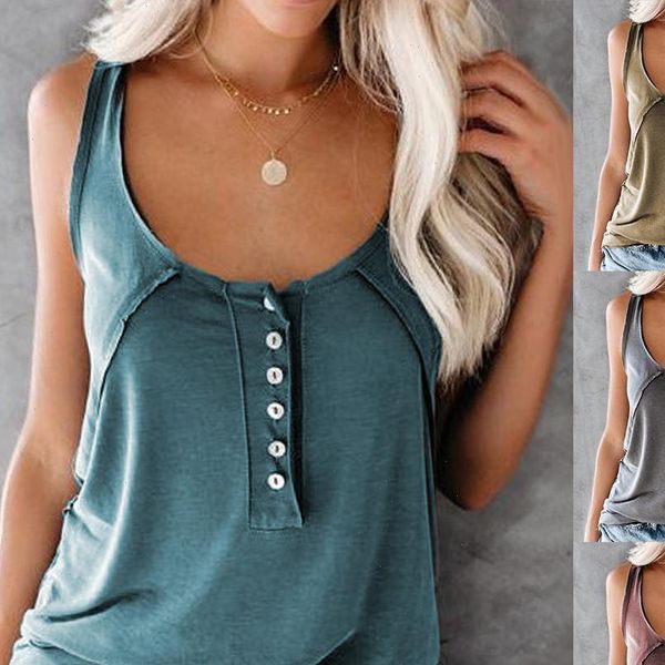fashion solid color scoop neck women tank button vest camisole loose blouse top, White
fashion solid color scoop neck women tank button vest camisole loose blouse top, White