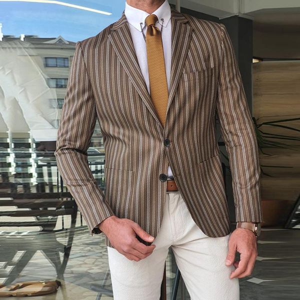 men's suits & blazers fashion brown stripes suit jacket blazer men clothing exquisitely tailored latest coat design office business cas, White;black
men's suits & blazers fashion brown stripes suit jacket blazer men clothing exquisitely tailored latest coat design office business cas, White;black