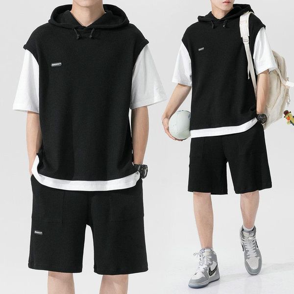 men's tracksuits 2021 summer short-sleeved t-shirt shorts two-piece suit, teenager fashion fake leisure suit, Gray
men's tracksuits 2021 summer short-sleeved t-shirt shorts two-piece suit, teenager fashion fake leisure suit, Gray