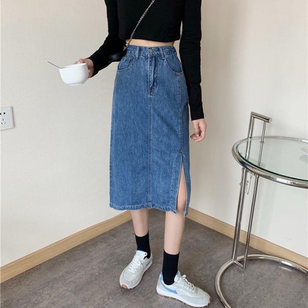 skirts 2021 korean style retro high waist slimming split mid-length denim skirt women long for plus size cotton, Black
skirts 2021 korean style retro high waist slimming split mid-length denim skirt women long for plus size cotton, Black