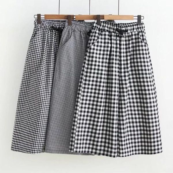 black and white plaid wide leg shorts women summer high waisted cotton womens lace up loose women's, White;black
black and white plaid wide leg shorts women summer high waisted cotton womens lace up loose women's, White;black