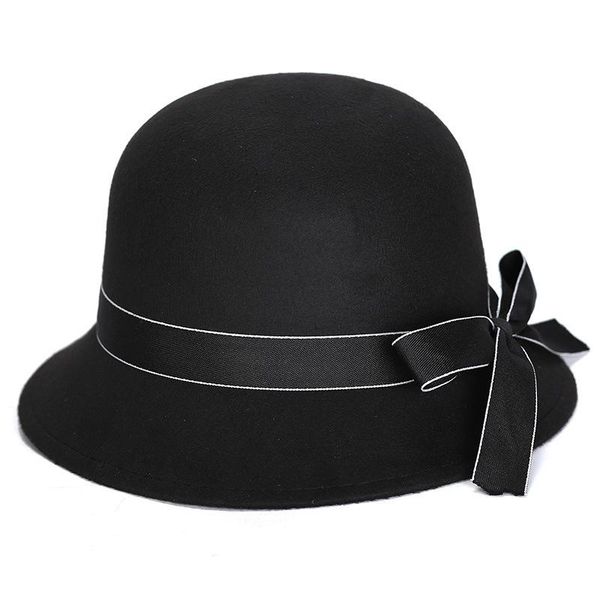 stingy brim hats autumn and winter korean felt hat wool woolen female dome bow british retro bucket, Blue;gray
stingy brim hats autumn and winter korean felt hat wool woolen female dome bow british retro bucket, Blue;gray
