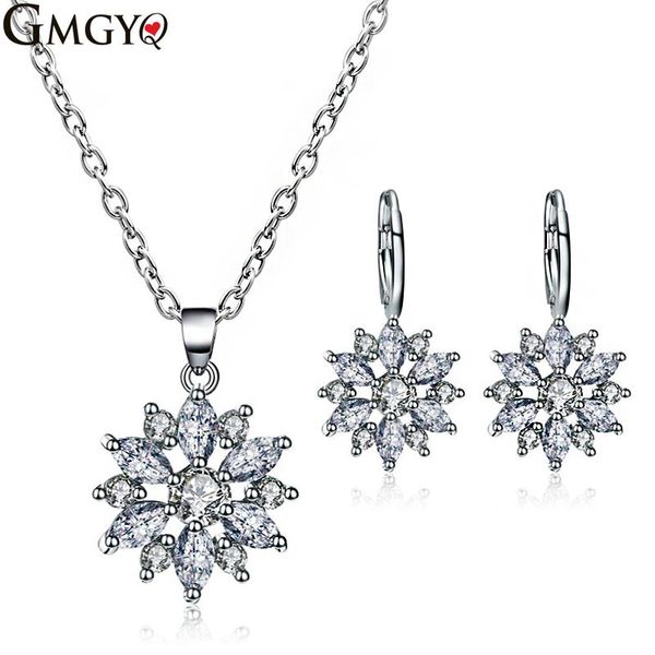 earrings & necklace gmgyq fashion rose gold color hoop colour flower cluster clear crystal zirconia set women's jewelry, Silver
earrings & necklace gmgyq fashion rose gold color hoop colour flower cluster clear crystal zirconia set women's jewelry, Silver