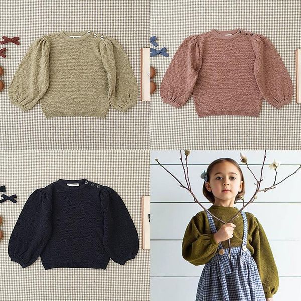 children's sweater 2021 winter cute girl puff sleeve open button baby round neck pullover, Blue
children's sweater 2021 winter cute girl puff sleeve open button baby round neck pullover, Blue