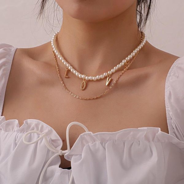 chains letter love woman necklace artificial pearl necklaces women layered pendant chain gold color elegant korean zinc alloy collares, Silver
chains letter love woman necklace artificial pearl necklaces women layered pendant chain gold color elegant korean zinc alloy collares, Silver