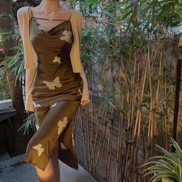 casual dresses summer split fork women dress vintage spaghetti strap korean harajuku butterfly print ulzzang vestidos mujer robe femme, Black;gray 
casual dresses summer split fork women dress vintage spaghetti strap korean harajuku butterfly print ulzzang vestidos mujer robe femme, Black;gray
