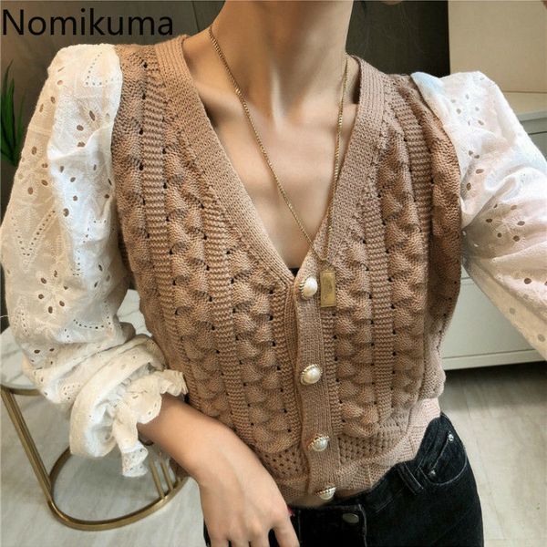 nomikuma korean patchwork puff long sleeve knitted short cardigan autumn v-neck single breasted slim sweater jacket 6c451 210427, White;black
nomikuma korean patchwork puff long sleeve knitted short cardigan autumn v-neck single breasted slim sweater jacket 6c451 210427, White;black