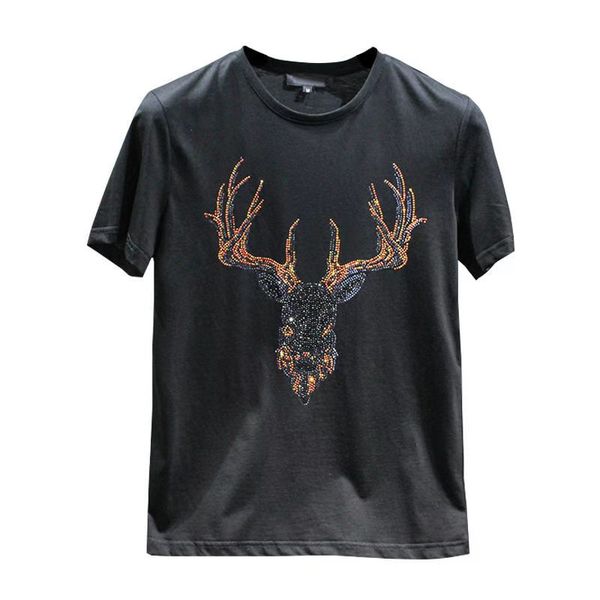 tide brand mercerized cotton t shirt men's summer fashion round neck deer head diamond half-sleeved t-shirts, White;black
tide brand mercerized cotton t shirt men's summer fashion round neck deer head diamond half-sleeved t-shirts, White;black