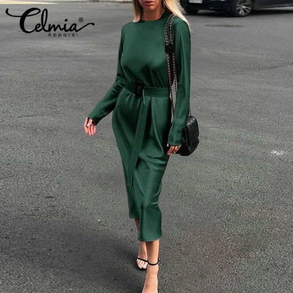 casual dresses celmia women elegant satin dress 2021 autumn long sleeve formal solid street party midi vestidos belted robe 5xl, Black;gray
casual dresses celmia women elegant satin dress 2021 autumn long sleeve formal solid street party midi vestidos belted robe 5xl, Black;gray