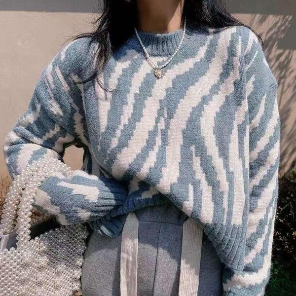 women's sweaters o neck 2021 animal striped loose sweater women knitted long sleeve autumn winter oversized pullover jumpers korean fas, White;black
women's sweaters o neck 2021 animal striped loose sweater women knitted long sleeve autumn winter oversized pullover jumpers korean fas, White;black
