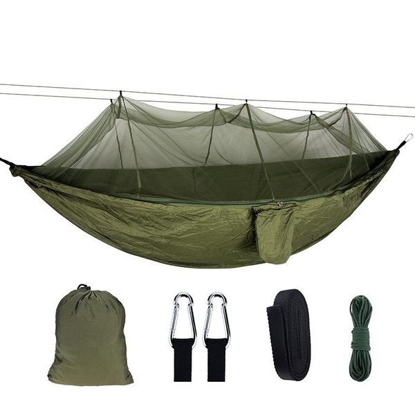 camp furniture 2.6*1.4m 1-2 person portable outdoor camping hammock with mosquito net high strength parachute fabric hanging sleeping swing
camp furniture 2.6*1.4m 1-2 person portable outdoor camping hammock with mosquito net high strength parachute fabric hanging sleeping swing