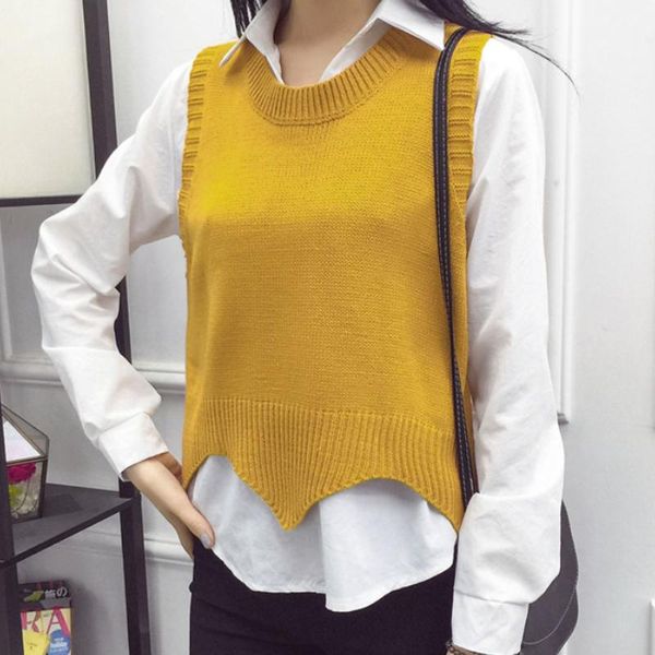 women's vests yellow girl sweater vest women jumper o neck pullover knitted preppy style crop autumn 2021 solid outfit femme, Black;white
women's vests yellow girl sweater vest women jumper o neck pullover knitted preppy style crop autumn 2021 solid outfit femme, Black;white