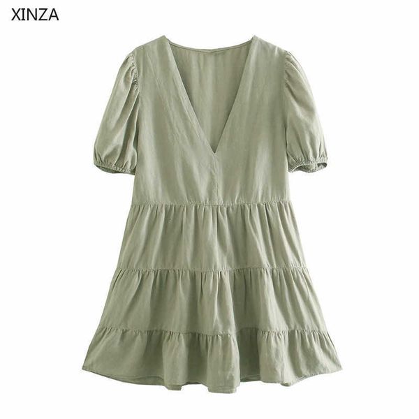 casual dresses women linen tiered summer short puff sleeve v neck vintage loose mini woman ruffle hem pleat czr1, Black;gray
casual dresses women linen tiered summer short puff sleeve v neck vintage loose mini woman ruffle hem pleat czr1, Black;gray