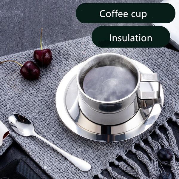 mugs 1pc stainless steel coffee cup set spoon saucer heat-resistant double tea mug with handle cafe party drinkware tableware
mugs 1pc stainless steel coffee cup set spoon saucer heat-resistant double tea mug with handle cafe party drinkware tableware