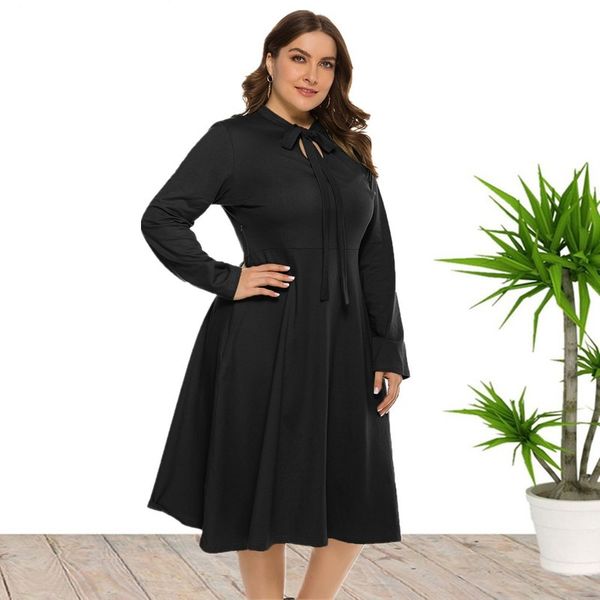 new autumn plus size dress women's long-sleeved round neck tie knitted big pendulum, Black;gray
new autumn plus size dress women's long-sleeved round neck tie knitted big pendulum, Black;gray