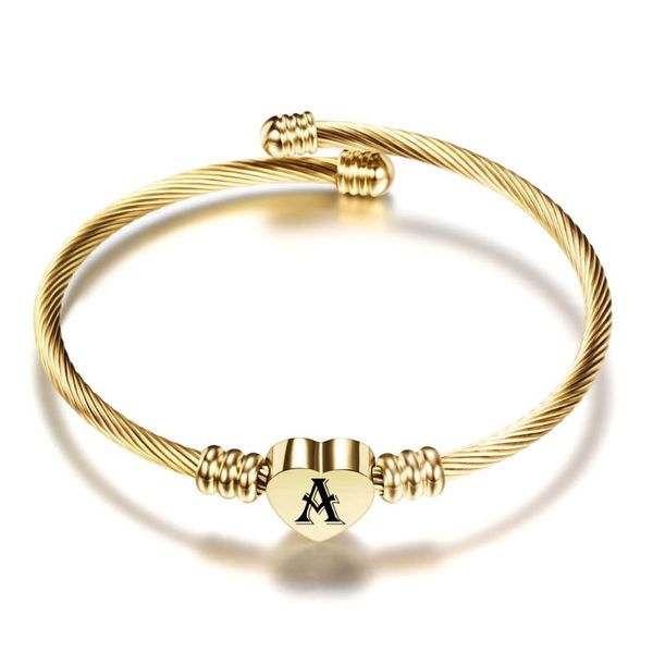 bangle simple stainless steel braided gold cable wire bangles color 26 letters a-z titanium heart women bracelet accessories, Black
bangle simple stainless steel braided gold cable wire bangles color 26 letters a-z titanium heart women bracelet accessories, Black