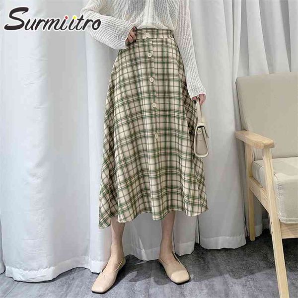 super quality spring summer long skirt women korean style elegant green plaid high waist office midi female 210421, Black
super quality spring summer long skirt women korean style elegant green plaid high waist office midi female 210421, Black