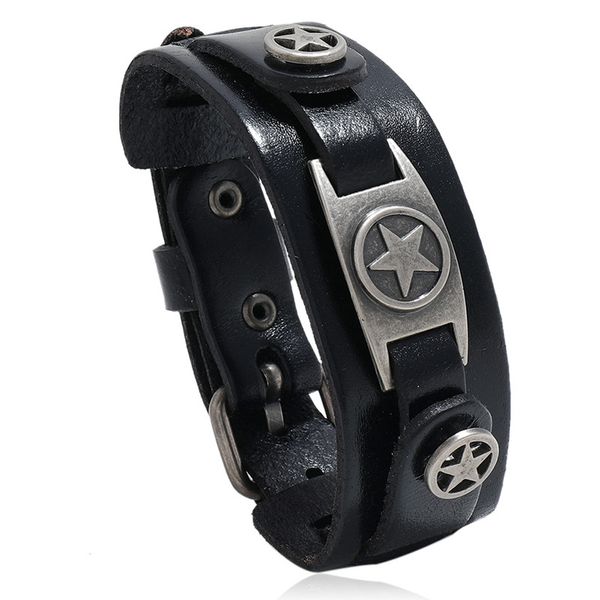 bangles bracelet hand decoration simple five pointed star cowhide punk temperament multi-layer men's, Black
bangles bracelet hand decoration simple five pointed star cowhide punk temperament multi-layer men's, Black