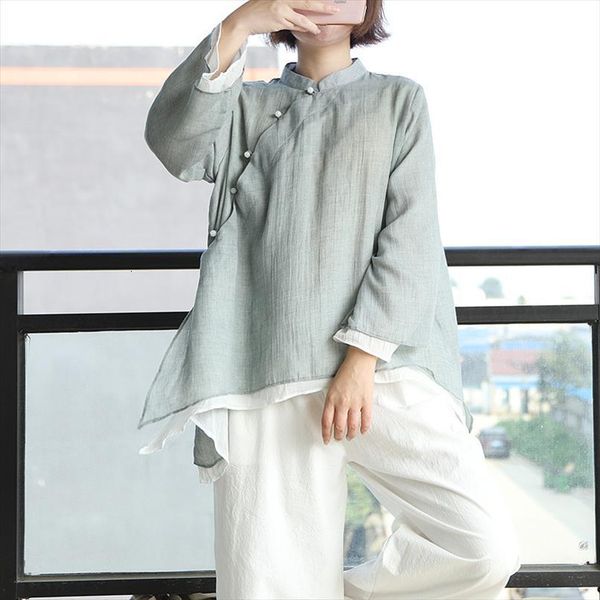 casual patchwork mori girl loose womens blouses chinese style plate button ladies, White
casual patchwork mori girl loose womens blouses chinese style plate button ladies, White