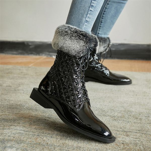 winter boots women casual boots round toe low heel lace-up sleeve side stitching rabbit fur women's short boots 210507, Black
winter boots women casual boots round toe low heel lace-up sleeve side stitching rabbit fur women's short boots 210507, Black