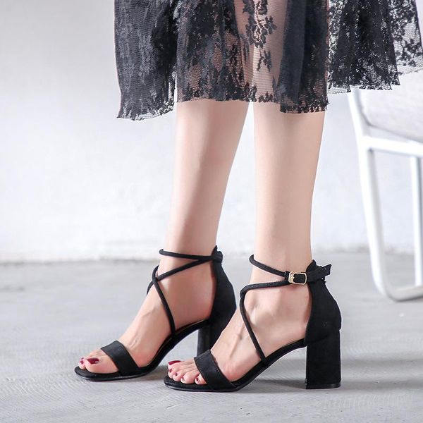 office summer platform sandal 2021 cross-strap flock open toe women sandals square heel designer shoes, Black
office summer platform sandal 2021 cross-strap flock open toe women sandals square heel designer shoes, Black