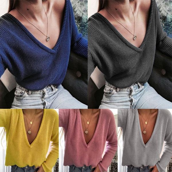 women's sweaters solid casual knit sweater women deep v neck knitted jumper long sleeve pullover drop, White;black
women's sweaters solid casual knit sweater women deep v neck knitted jumper long sleeve pullover drop, White;black