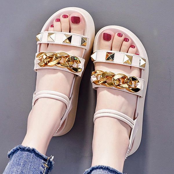 sandals women summer chain design rivet decoration outdoor convenient set foot 4.5cm heel height sandy beach leisure woman shoes, Black
sandals women summer chain design rivet decoration outdoor convenient set foot 4.5cm heel height sandy beach leisure woman shoes, Black