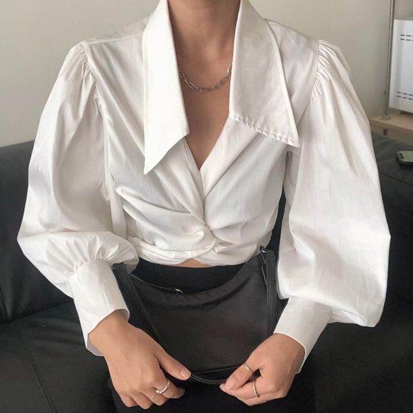 women's blouses & shirts blouse women shirt knotted waist short lantern sleeves ladies spring autumn bl2021036, White
women's blouses & shirts blouse women shirt knotted waist short lantern sleeves ladies spring autumn bl2021036, White