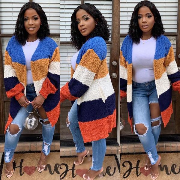 women's jackets rmsfe 2021 ladies loose mixed color sweater plush contrast stitching knitted cardigan coat outwear, Black;brown
women's jackets rmsfe 2021 ladies loose mixed color sweater plush contrast stitching knitted cardigan coat outwear, Black;brown
